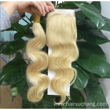 613 Blonde Virgin Human Hair Bundles With Closure, 613 hair color blonde Bundles With Frontal wholesale